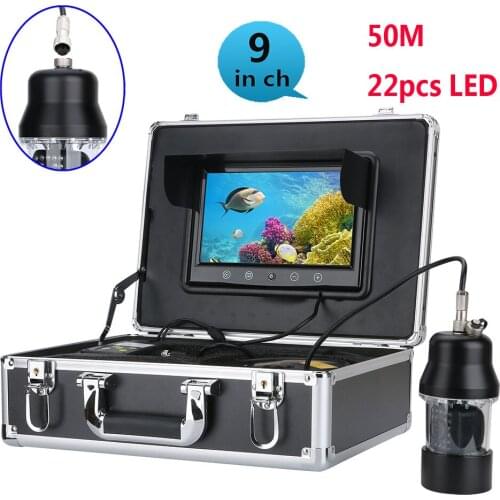 50m Professional Underwater Fishing Video Camera Fish Finder 9 Inch Color Screen Waterproof 22 LEDs 360 Degree Rotating Camera