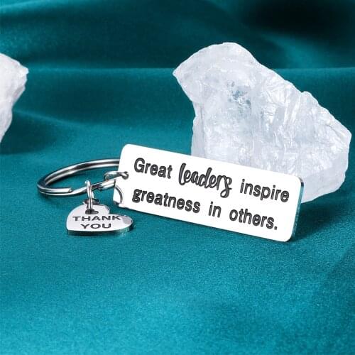 Thank You Coworker Leaving Gifts Keychain Boss Gift Great leaders inspire greatness in others KeyChain for Colleague Retirement
