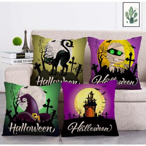 Theme decoration for Halloween print Cushion Cover Linen Throw Pillow Car Home Decoration Decorative Pillowcase T386