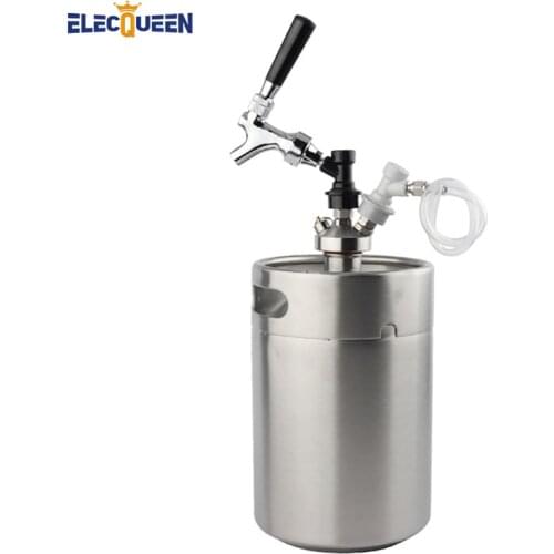 5L beer keg growler with Mini Keg Tap Dispenser and Adjustable beer faucet tap + Ball Lock Keg Disconnect for Draft Beer