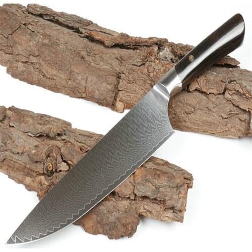 High-End Ebony Kitchen Knife Damascus Sharp Blade 58-60HRC Steel High hardness Handle Tool For Cutting Vegetables And Meat