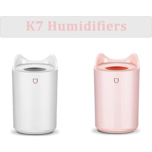 3000ml K7 Humidifiers Ultrasonic Air Humidifier USB Aromatherapy Diffuser Two Nozzles Spray Port Colorful Lighting Mist Maker