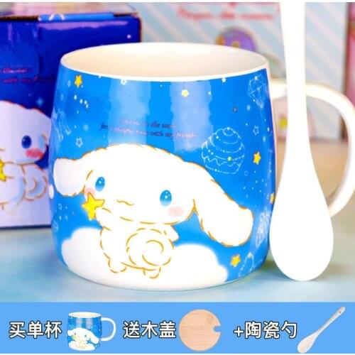 380ML Milk Ceramics Cup Creative Cinnamorolled Glass Morning Tea Cup Juice Water Cup Coffee Mug Funny Kitchen Drinkware Girl Gif