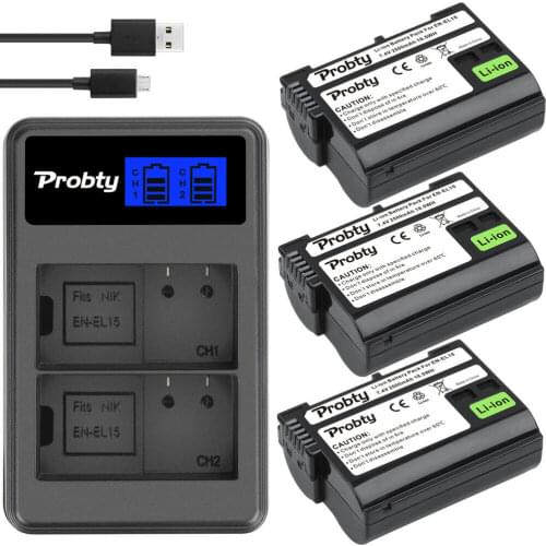 For Nikon D600 D610 D600E D800 D800E D810 D810 D7000 D7100 d750 V1 EN-EL15 EN EL15 ENEL15 EL15A battery + LCD dual USB charger