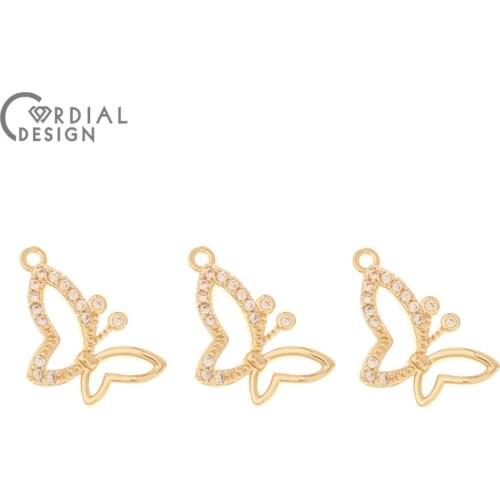 Cordial Design 50Pcs 12*19MM Jewelry Accessories/Hand Made/Pendant/Butterfly Shape/DIY Making/CZ Charms/Earring Findings