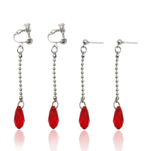 Anime HUNTER x HUNTER Earring Kurapika Red Crystal Drop Earrings for Fans Cosplay Gift