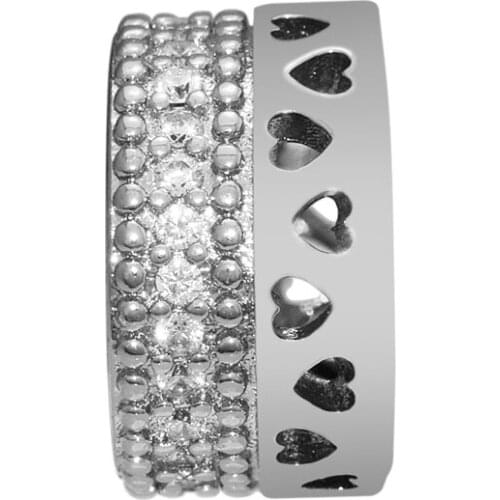 Authentic 925 Sterling Silver Clear CZ Signature Round Charms Beads DIY Jewelry Making Fits Pandora Bracelet Berloque Argent