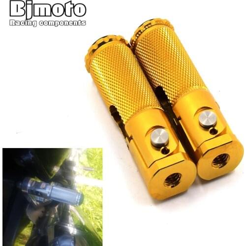 BJMOTO 8mm Universal Motorcycle Footrests Footpegs Foot Rests Pegs M8 Rear Pedals For BMW Honda Kawasaki Yamaha Suzuki Bike