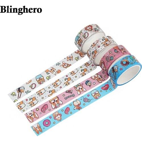 CA1564 15mmX5m Cute Dog Washi Tape Set Paper Planner Adhesive Tape Tapes Stickers Decor Stationery Tape