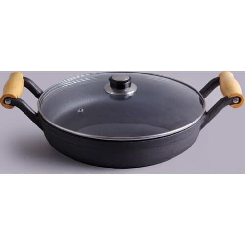 Wooden handle cast iron pan Frying Pan