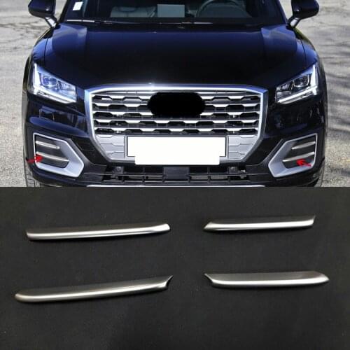 For Audi Q2 2017 2018 ABS Matte Front Fog Light Lamp Decoration Strips Cover Trim 4pcs Car Styling Accessories