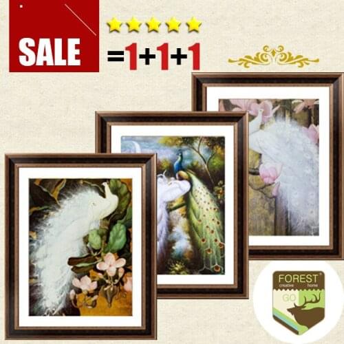 European neoclassical pop white blue peacock phoenix art pictures 3 penals combination room home decoration oil paintings art