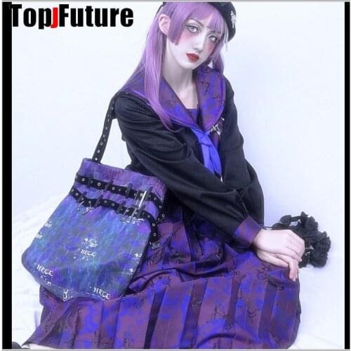 Purple Butterfly missing event bad dark Gothic LOLITA COSPLAY button ring shoulder bag SHOPPING BAG