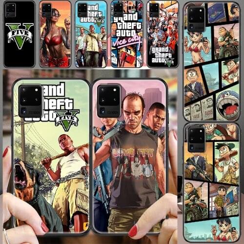 GTA V 5 GTAV Grand Theft Auto Phone case For Samsung Galaxy Note 4 8 9 10 20 S8 S9 S10 S10E S20 Plus UITRA Ultra black art shell