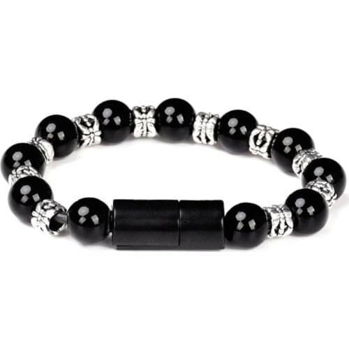 40GD Data Cable Fast Transmission Can Be Connected to Plugs Type C Bead Bracelet Acrylic + Metal Black/ White USB Cables