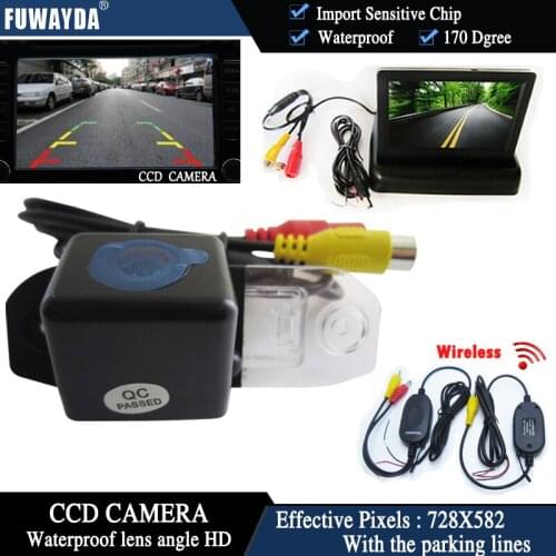 FUWAYDA Wireless Color CCD Chip Car Rear View Camera for VOLVO S80 SL40 SL80 XC60 XC90 S40 C70+4.3 Inch foldable LCD Monitor HD