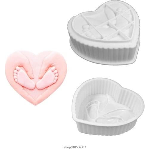 Valentines Day Mold 3D Heart Footprint Silicone Mould Mousse Cake Chocolate Decorating Baby Shower Party Supplies 21 Wholesales