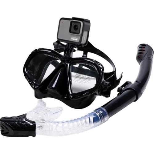 Snorkeling Mask Snorkel Tube Set Diving Mask Anti-Fog Swimming Diving Goggles Snorkel Tube For GoPro Underwater Sports Camera