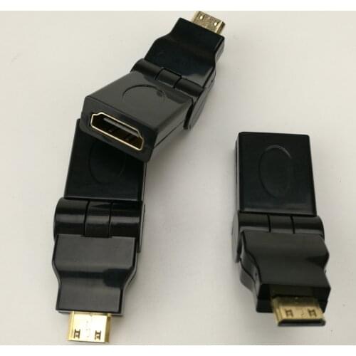 300pcs/lot HDMI Cable Adapter Connector 180 Degree Mini HDMI Male Type C To HDMI A Female Connector for 1080i 720p