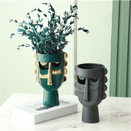 Creative Nordic Style Modern Face Art Ceramic Vase Flower Pot Living Room Decoration Dining Table Ornaments Office Home Decor