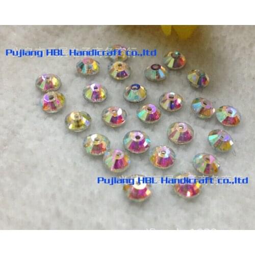 White AB 144pcs Round Crystal Sew On Buttons Sew On Rhinestones for wedding dress,DIY decoration sew crystal