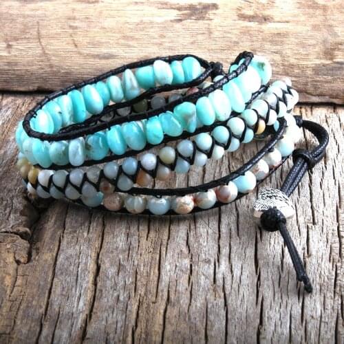 MD Fashion Boho Jewelry Natural Stone Jaspers Strands Beaded Wrap Bracelets Bohemian Jewelry DropShipping