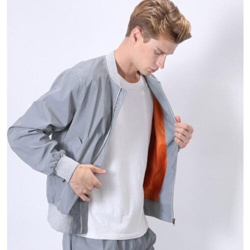 Mens Reflective Bomber Jackets Winter Thicken Full Luminous Baseball Tops Windproof Casual Unisex Night Light Womens Coat