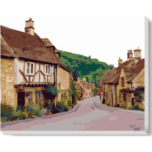 Fantasy Country House Paint by Numbers Colorful Oil Painting Abstract 16x20 Framed DIY Paint by Numbers Kit for Adults Beginners