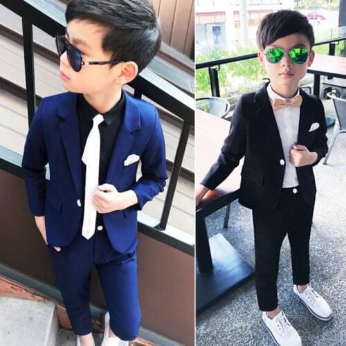 New Child Costume Suit For A Boy Blue Blazer Pant 2parts Wedding Flower Boy Dress Good Quality School Kids Prom Suits