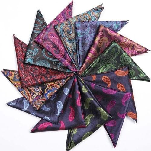 New Perris Cashew Flower Handkerchief Mens Pocket Towel Floral Pocket Square Business Chest Towel Hanky Gentlemen Suit Hankies