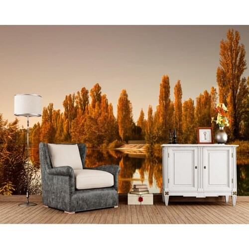 Papel de parede Italy Rivers Autumn Trees Nature photo wallpaper,living room TV sofa wall bedroom kitchen restaurant 3d murals