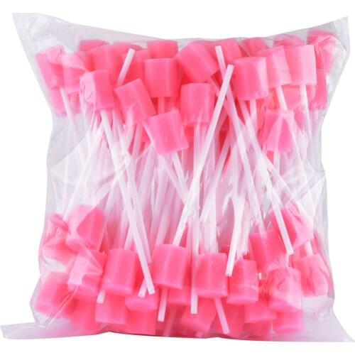 100pcs/Set Disposable Oral Swabsticks Unflavored Oral Care Sponge Swabs Foam Sputum Stick for Oral Medical Use Tooth Cleaning