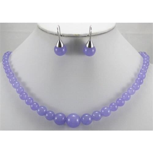 Natural Charming Green Red Yellow Purple Stone Necklace Earrings Jewelry Sets Round Bead For Women Gift Anniversary Accessories