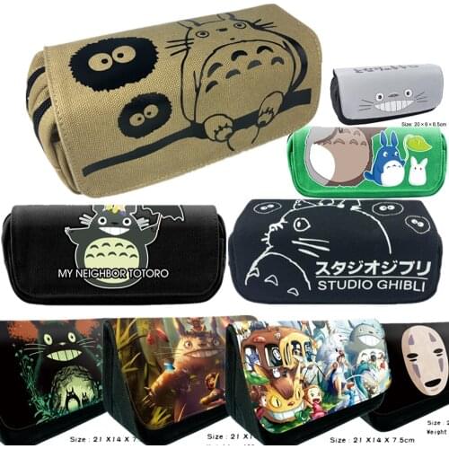 Totoro Cat No face man Anime Pencil Case Wallet Purse Bag Zippers School Supplies Stationery Boys Girls Gifts