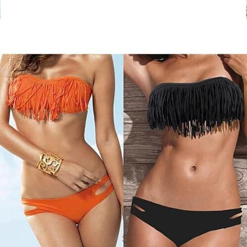Break Code Clearance Processing Swimsuit With Tassel And Strapless Sexy Bikini