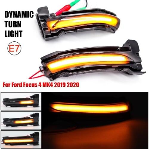 For Ford Focus 4 MK4 2019 2020 Rearview Mirror Turn Signal Lights Indicator Lamp Streamer Strip Flowing Dynamic Flexible Side