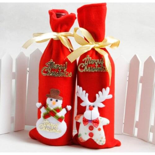 Christmas Decorations For Home Santa Claus Wine Bottle Cover Snowman Stocking Gift Holders Xmas Navidad Decor New Year