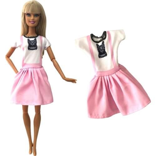 NK Doll Pink Dress Modern Clothes Fashion Mini skirt Cute Pattern Shirt For Barbie Doll Accessories Toys Girl' Gift 282D 6X