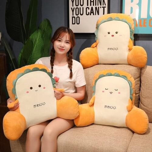 Cute creative bread plush cushion kawaii food doll office waist cushion home office decoration holiday gift