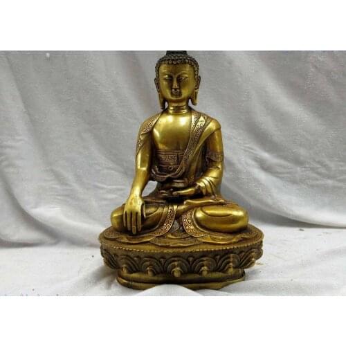 8" China gilt bronze carved beautiful luck the Medicine Buddha Sculpture Statue
