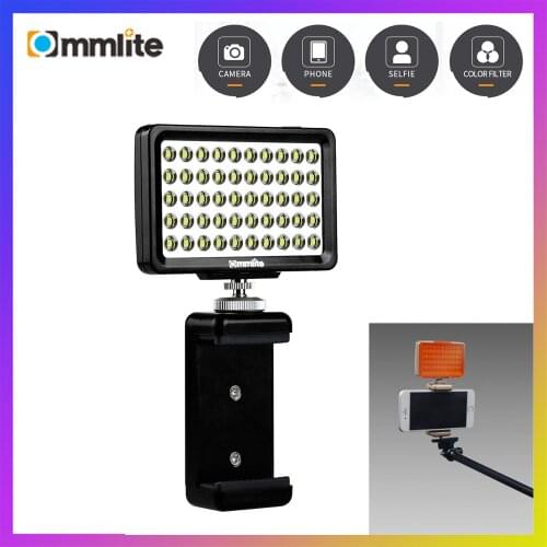 Commlite CM-L50 LED Camera Video Light, 50 LED 5700-6000K Dimmable Mini Panel Light for Canon Nikon Cameras and Smartphone