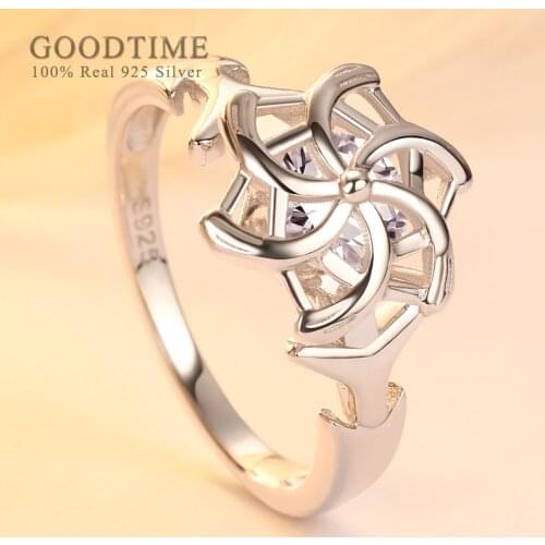 Trendy Women 925 Sterling Silver Ring Zircon Flower Bride Wedding Rings Jewelry Accessories Gift For Lady Girl