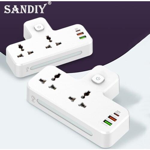 Fast Charging USB Switch Socket PD+QC Socket With Light Two LED Night Light Multi-Function Converter Wireless Socket