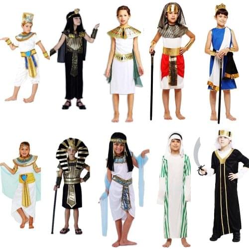 Party Purim Halloween Kids Boys Girls Egypt Arab Prince Princess Robe Costume Children Roman Cosplay Costumes Carnival Christmas