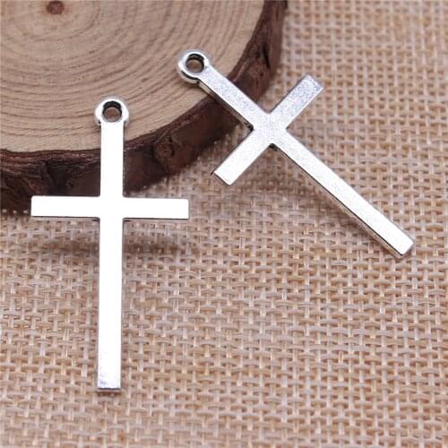 WYSIWYG 10pcs 38x20mm Antique Silver Color Cross Charms Pendant For Jewelry Making DIY Jewelry Findings