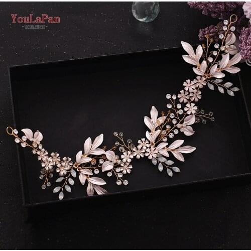 YouLaPan HP278 Pearl Wedding Hair Accessories Bridal Headpieces Elegant Alloy Flower Rhinestone Headband Wedding Gold Silver