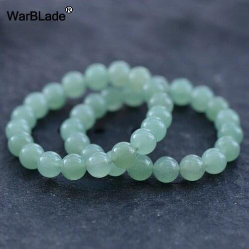 WarBLade New Natural Stone Green Aventurine Bracelets Aventurine Beads Beaded Stretch Bracelets Bangles For Women Men Jewelry