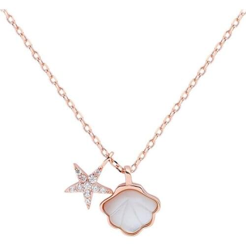 KOFSAC New Fashion Cute Starfish Shell Pendant 925 Sterling Silver Necklaces For Women Jewelry Girl Holiday Party Accessories