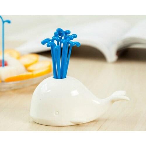 1 Set Cute Beluga Fruit Fork White Whale Kitchen Accessories Cooking Fruit Vegetable Tools Gadgets for Party Home Decor Hall