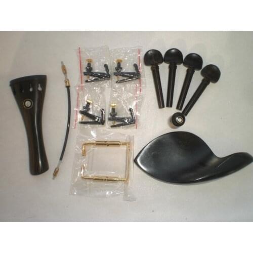 1 Set Ebony Violin Fitting Natural Color & 4 PCs String Adjusters & 1 PC Gold Color Clamp & 1 PC Nylon Gut 1/4 1/2 3/4 4/4
